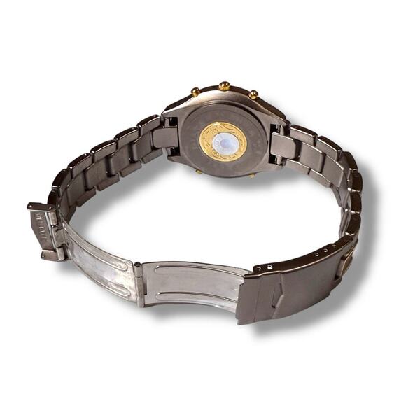 Philip Persio Wristwatch Mens Titanium and Gold Tone Chronograph Style WORKS - Picture 4 of 6